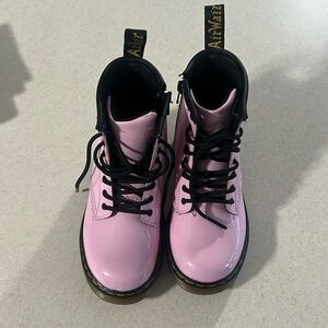 Dr. Martens 1460 Classic Kid's Patent Leather Pale Pink Combat Boots